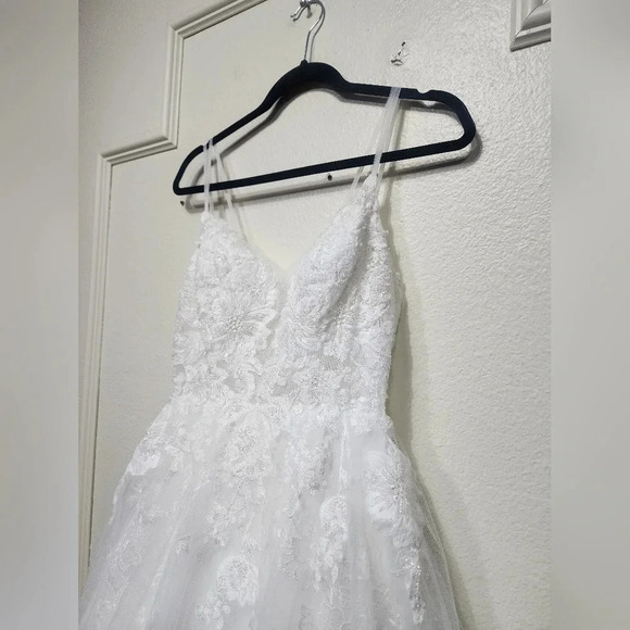 Lulus Height of Love White Embroidered Beaded Backless A-Line Gown Wedding - Picture 8 of 14